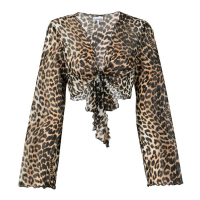 Ganni 'Leopard-Print Tie-Front' Langärmelige Bluse für Damen