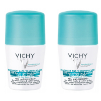 Vichy Déodorant Bille Anti-Transpirant 48H, Anti-Traces Jaune Et Blanches, Sans Effet Carton' - 50 ml, 2 Pièces