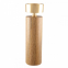 Wood & Gold Metal Candle Holder 27Cm