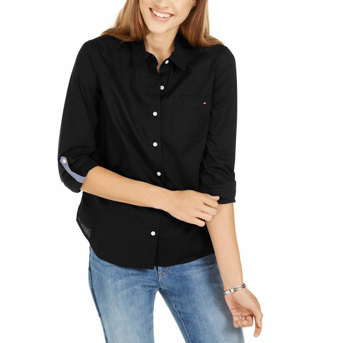 Chemise 'Cotton Roll-Tab Button-Up' pour Femmes