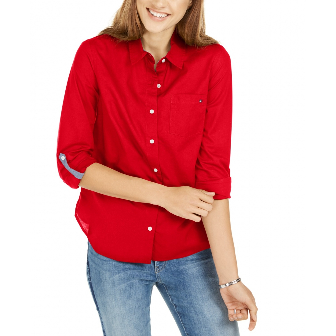 Chemise 'Cotton Roll-Tab Button-Up' pour Femmes