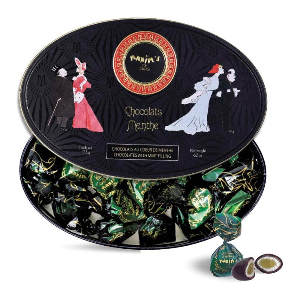 Boîte Métal 25 Chocolats Noirs Au Coeur De Menthe