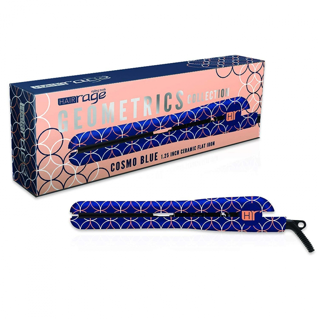 'Straight' Hair Straightener - Geometric Blue 4 cm