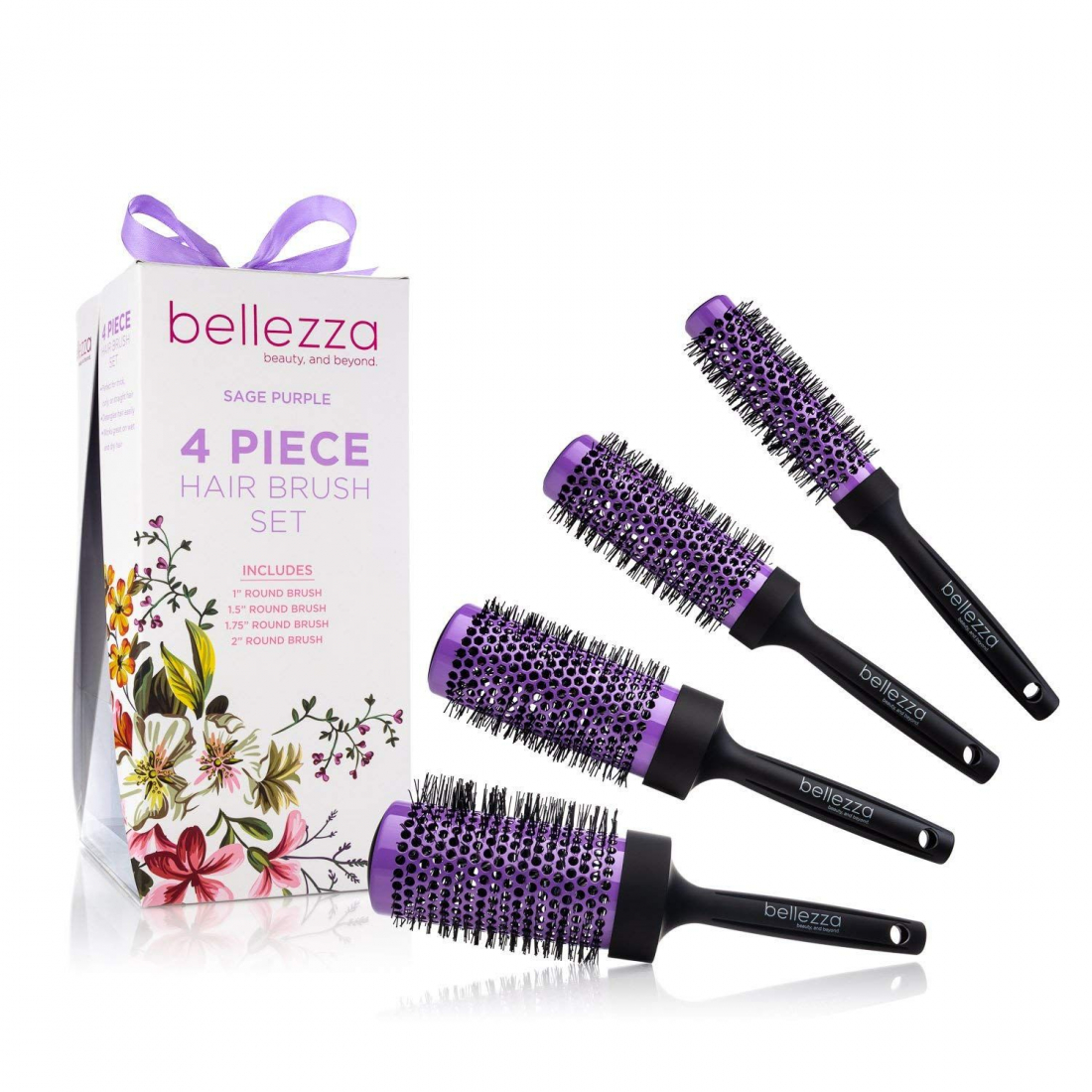 Set de brosses à cheveux 'Round' - Sage Purple 4 Pièces