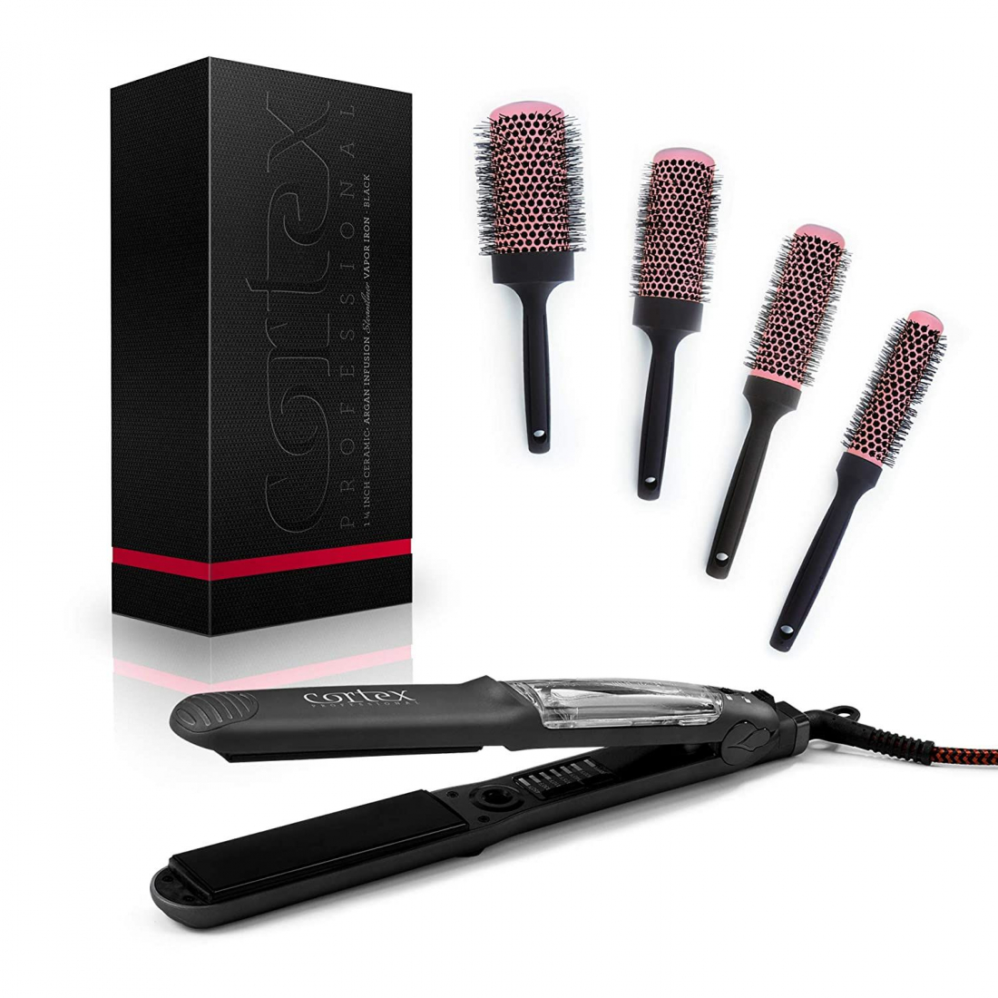 'Steamliner' Hair Brush Set - Black 5 Pieces