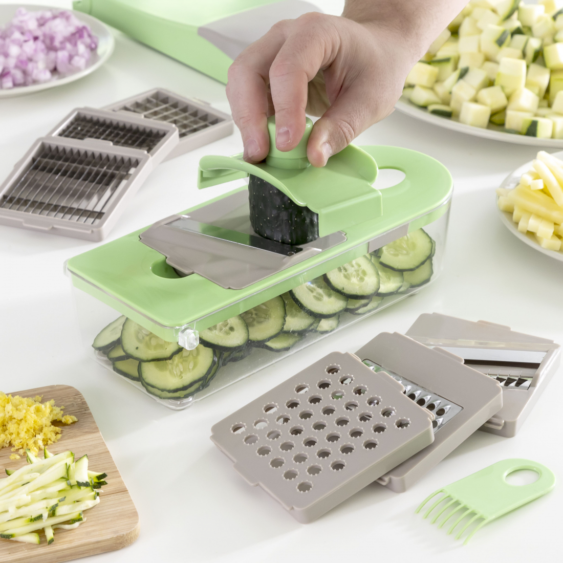 7 In 1 Vegetable Cutter, Grater And Mandolin With Recipes And Accessories Choppie Expert