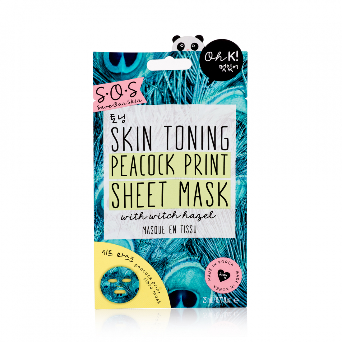'SOS Skin Toning Peacock Print' Gesichtsmaske aus Gewebe - 23 ml