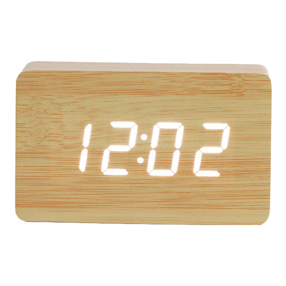 Horloge digitale aspect bois