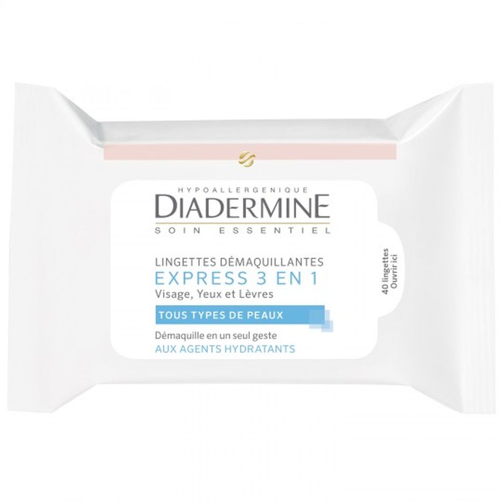 'Express 3 In 1 Cleansing Face & Eye' Make-Up Remover Wipes - 40 Pieces
