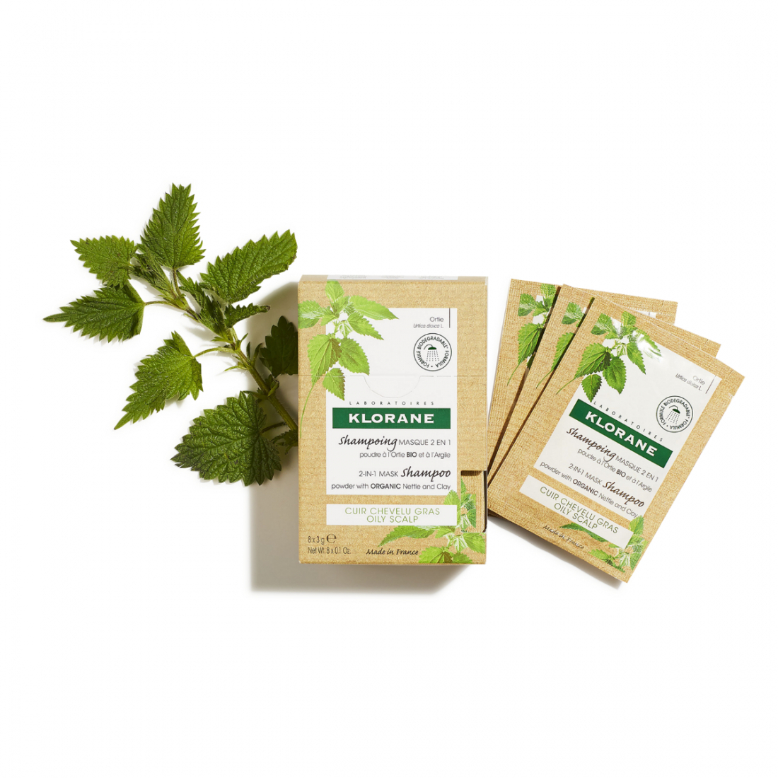 Shampoing Masque 2 In 1 à La Poudre D'Ortie Bio - 8 Pièces, 3 g