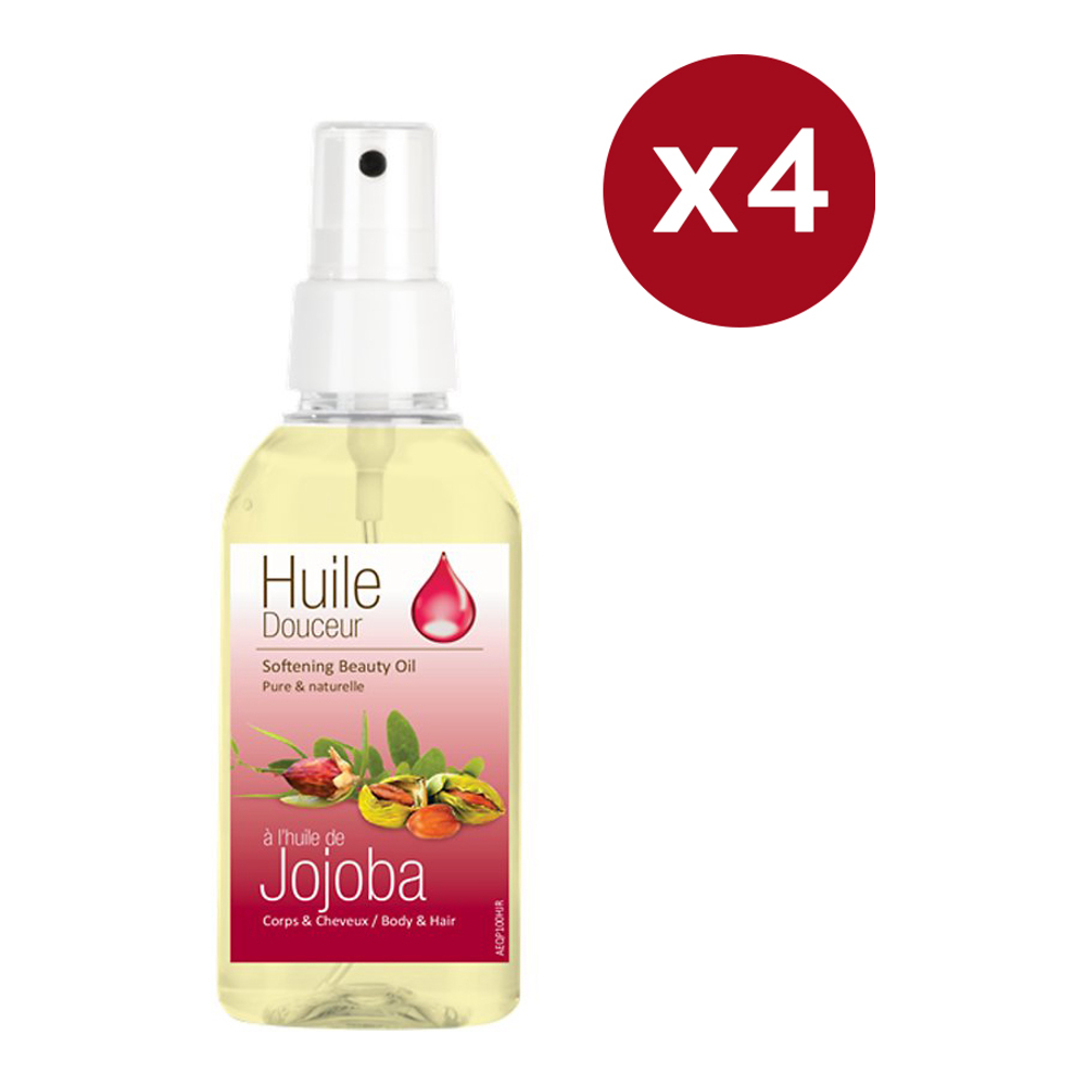 Huile corporelle et capillaire 'Jojoba' - 100 ml, 4 Pack