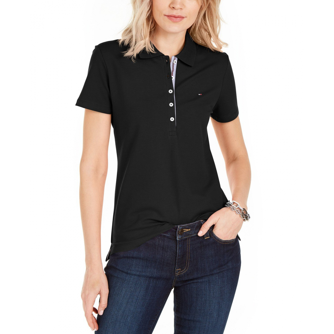 'Solid Short-Sleeve' Polohemd für Damen