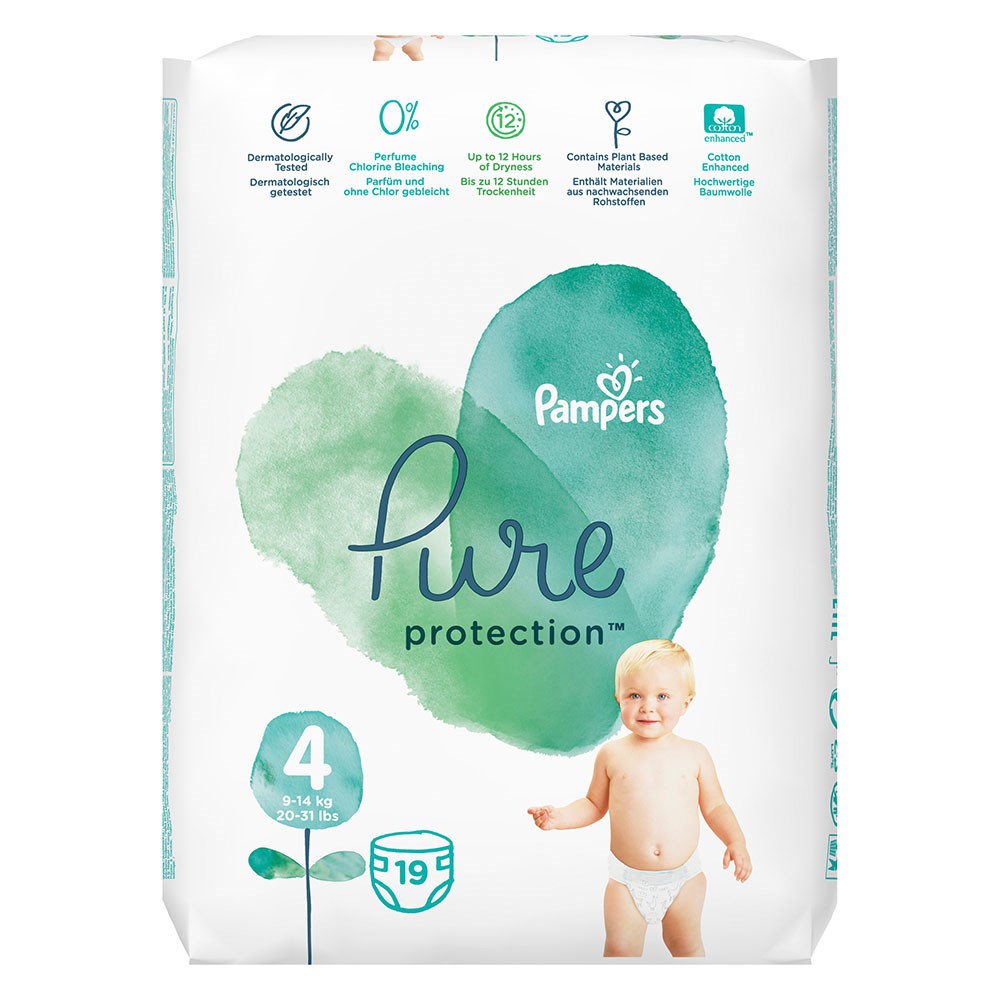 Couches de protection 'Pure' pour Bébé - Taille 4 9-14 kg 19 Pièces