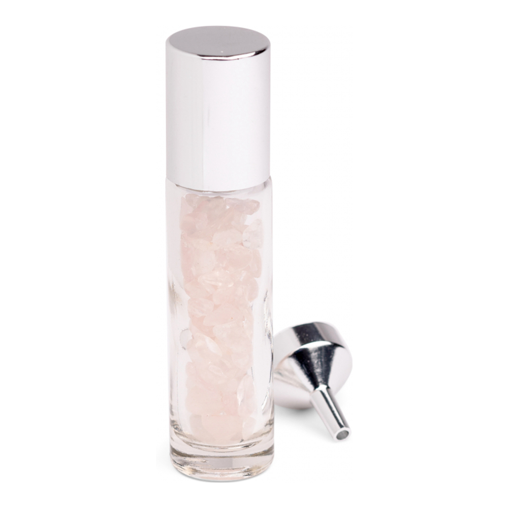 Rouleau à huile 'Gemstone Essential' - Rose Quartz + Metal Serum Holder