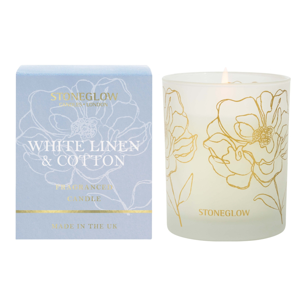 'Day Flower White Linen & Cotton' Scented Candle - 180 g