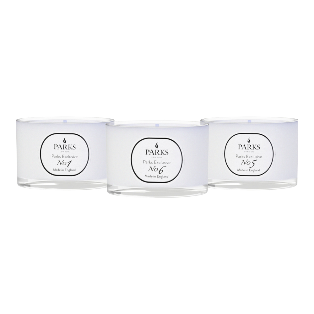 'Citrus, Green Notes, Peach & Cassis, Black Olive & Frankincense,' Candle Set - 11 cl