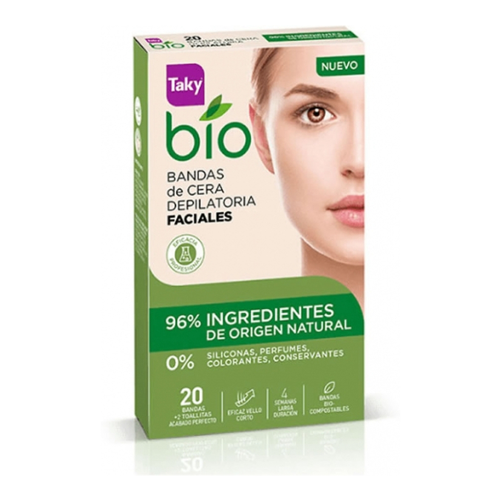 Bandes de cire pour visage 'Bio Natural 0%' - 20 Pièces
