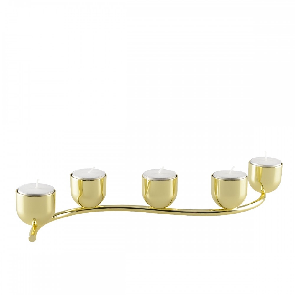Gold Twisted 5-Light Tealight Candelabra