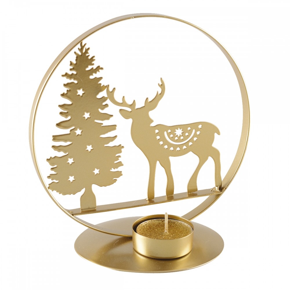 'Christmas Tree & Deer' Candle Holder