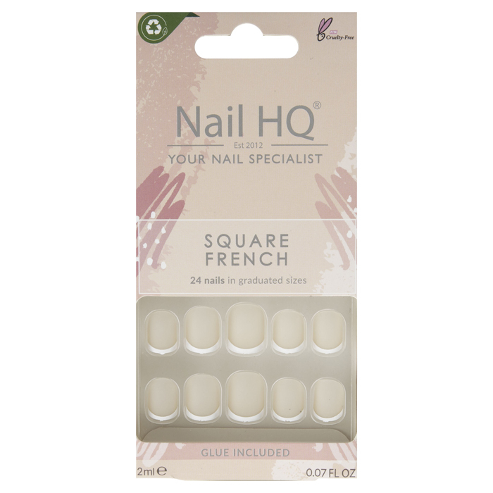 'Square' Nail Tips - French 24 Pieces
