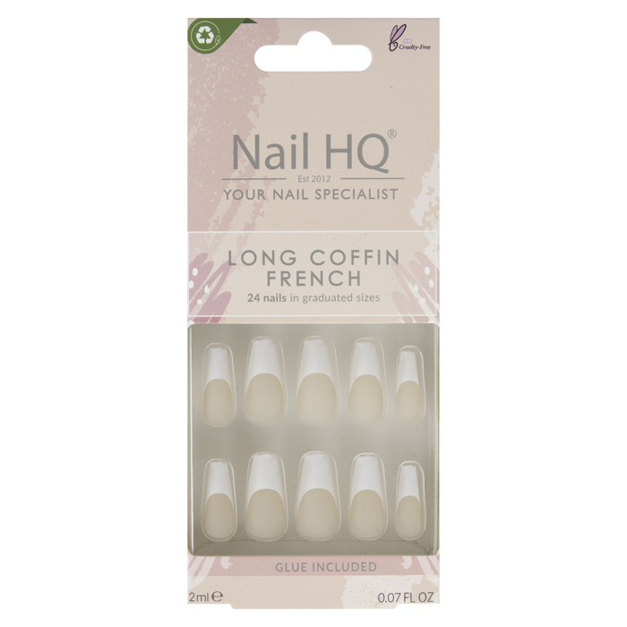 'Long Coffin' Nail Tips - French 24 Pieces