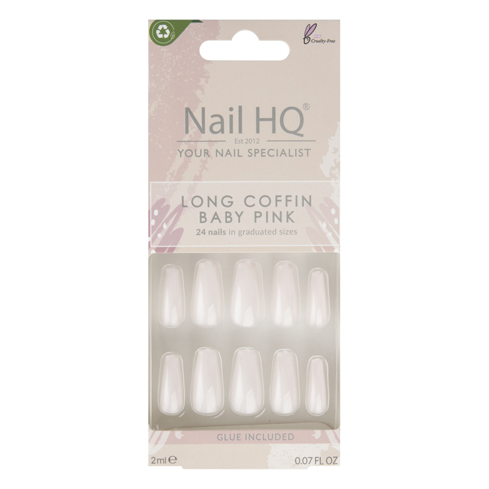 Capsules d'ongles 'Long Coffin' - Baby Pink 24 Pièces