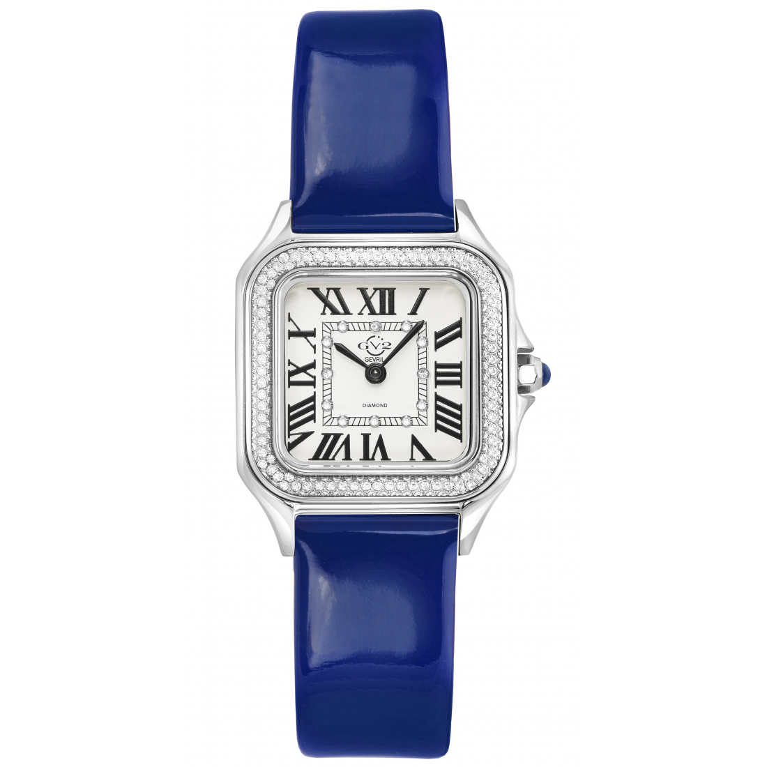 Women's Milan Swiss-Made Quartz White Dial Blue Leather Diamond Watch