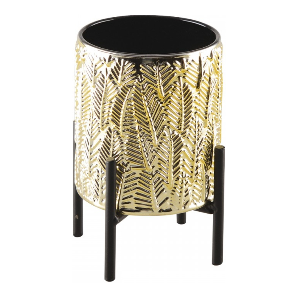 Glass Candle Holder And Black Metal Stand