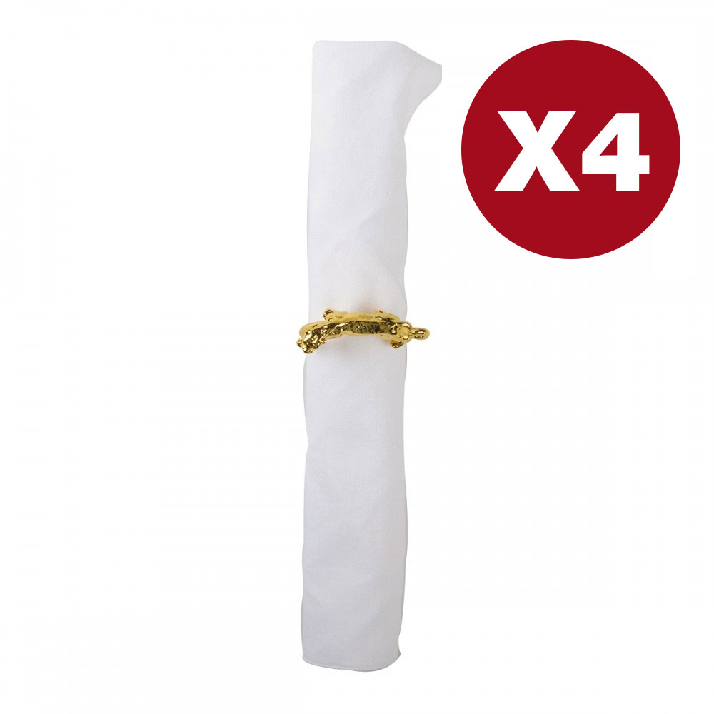 Set mit 4 Serviettenringen, Tigermotiv