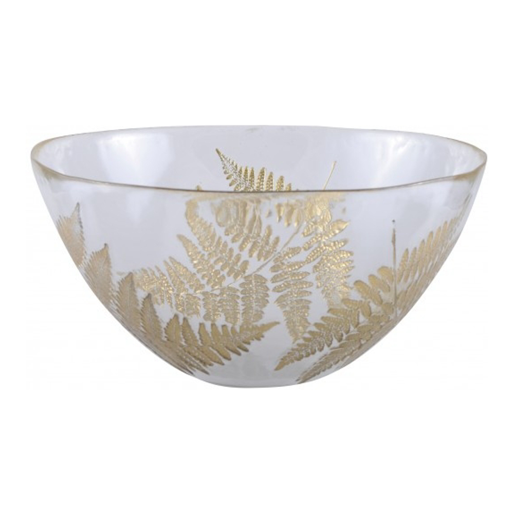 Transparent Salad Bowl With Golden Leaf