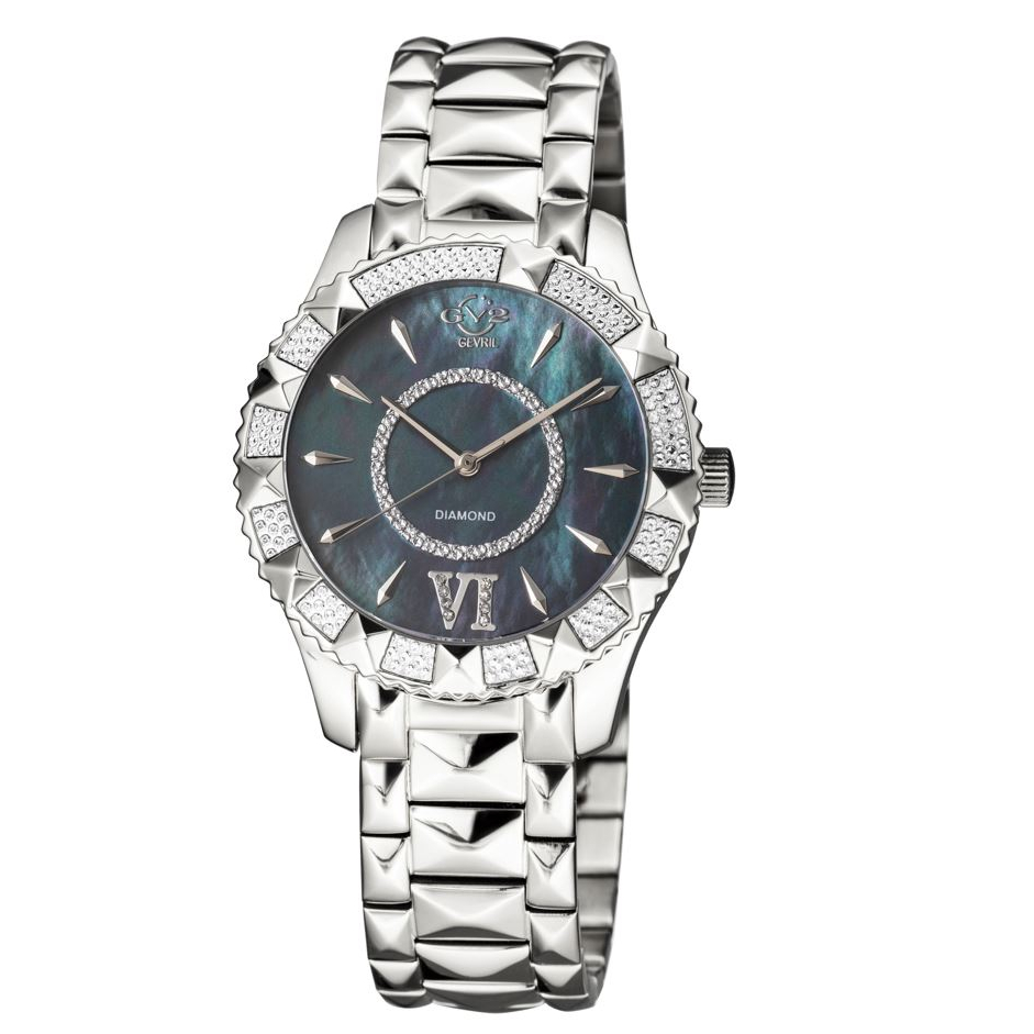 Women's Venice Swiss-Made Quartz Black MOP Dial Silver 316L Stainless Steel Diamond Watch