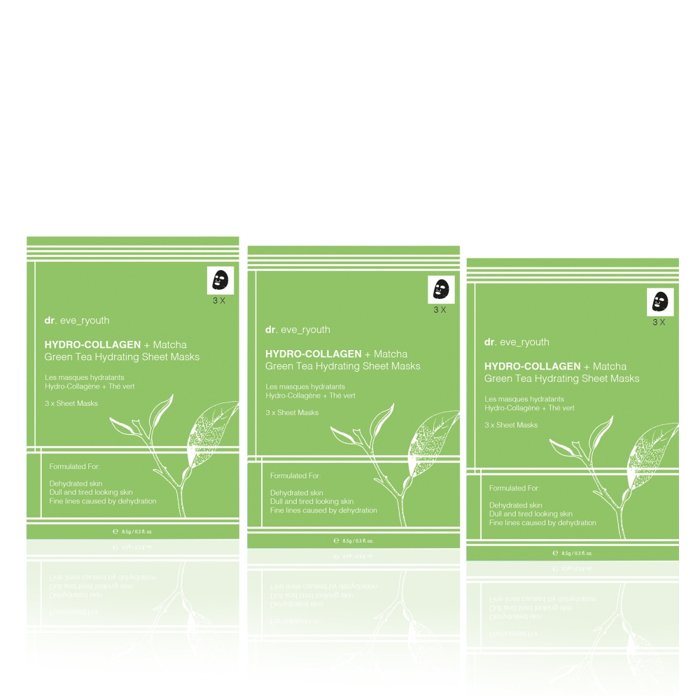 'Hydro-Collagen & Matcha Green Tea Hydrating' Sheet Mask - 3 Pieces