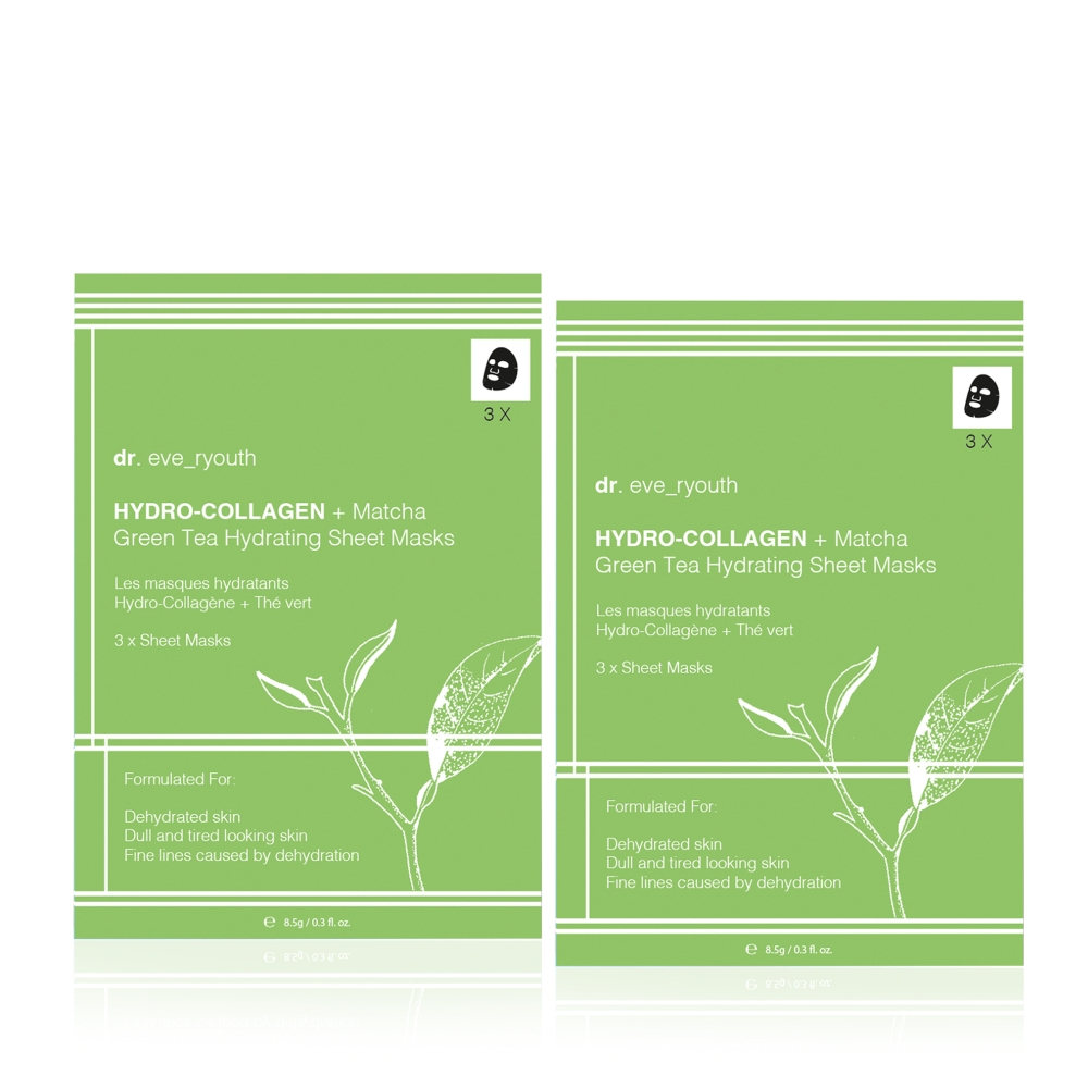 Masque en feuille 'Hydro-Collagen & Matcha Green Tea Hydrating' - 2 Pièces