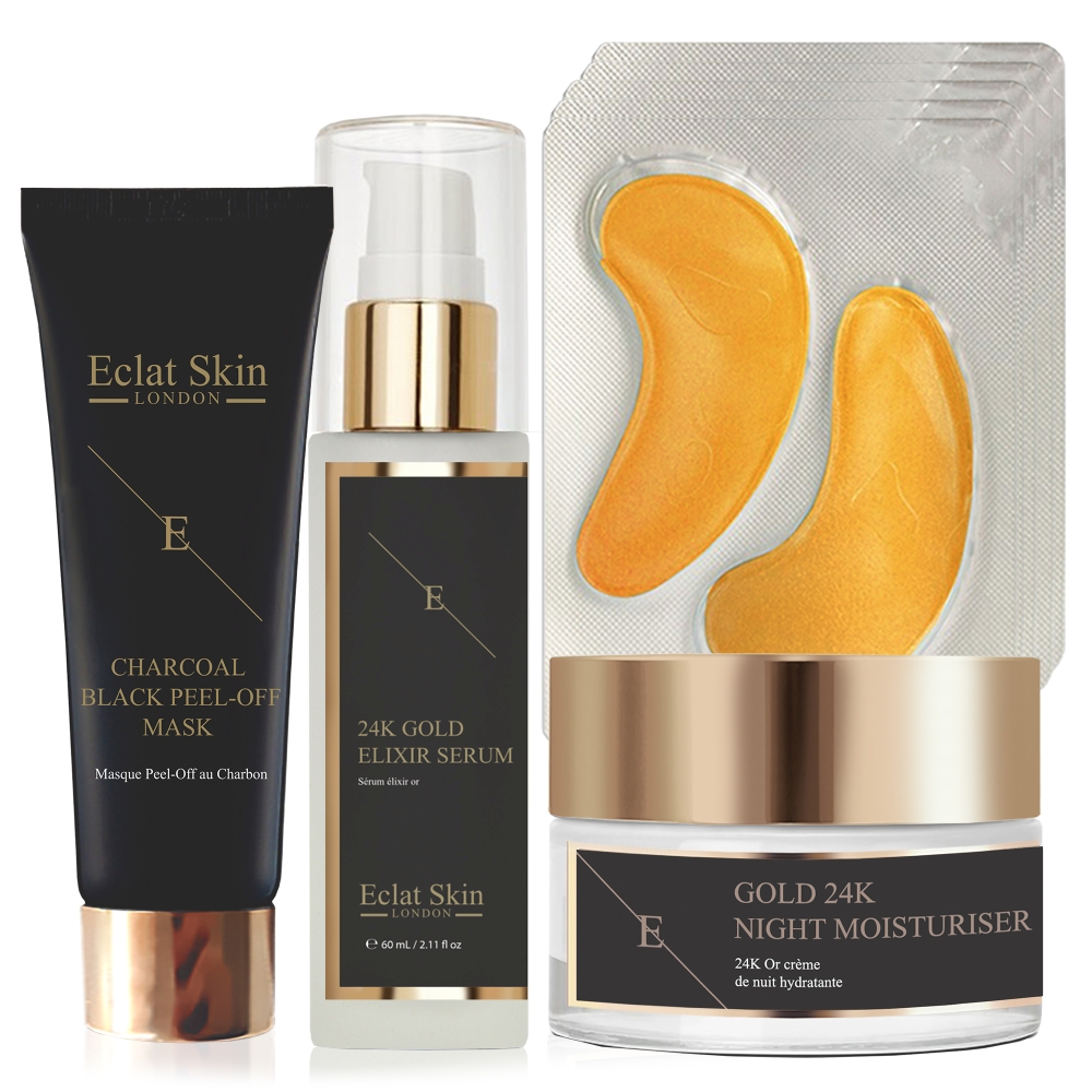 Coffret de soins de la peau '24K Gold + Charcoal Black' - 4 Pièces
