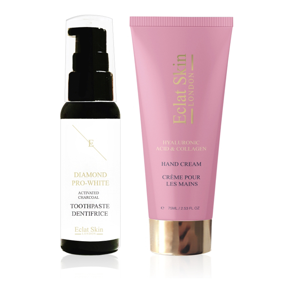 'Diamond Pro-White Charcoal + Hyaluronic Acid & Collagen' Body Care Set - 2 Pieces