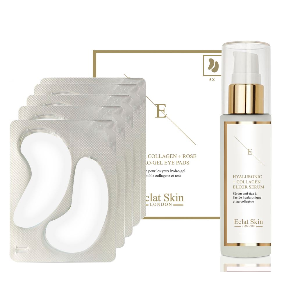 Disques yeux, Sérum pour le visage 'Hyaluronic Acid & Collagen + Rose'