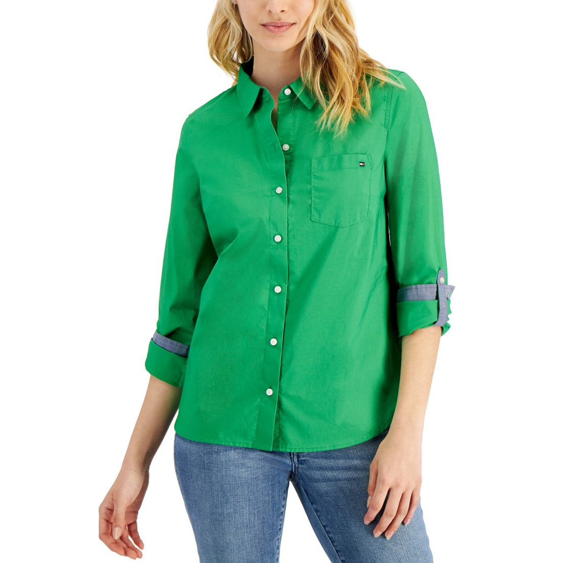 Chemise 'Cotton Roll-Tab Button-Up' pour Femmes