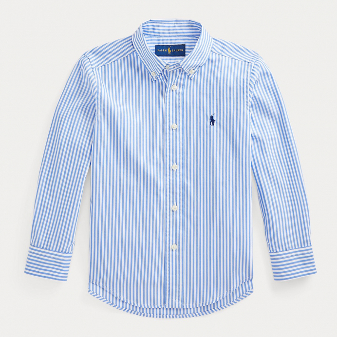 'Striped Cotton Poplin Shirt' pour Garçons