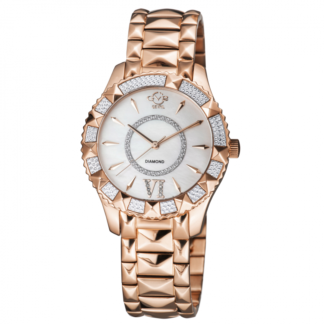 GV2 Venice Womens MOP Dial IP Rose Gold Stainless Steel Watch