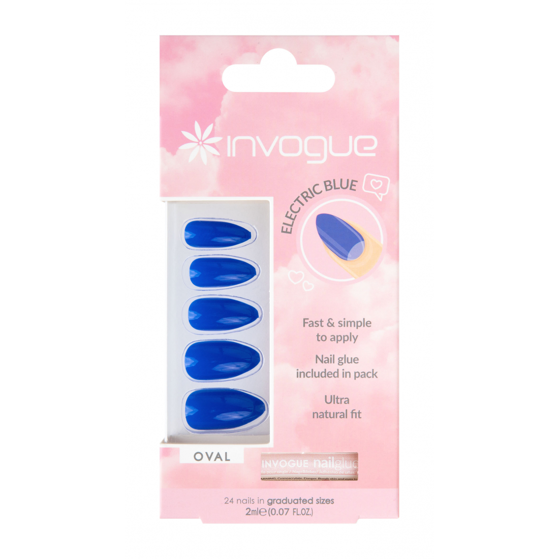 Faux Ongles 'Oval' - Electric Blue 24 Pièces