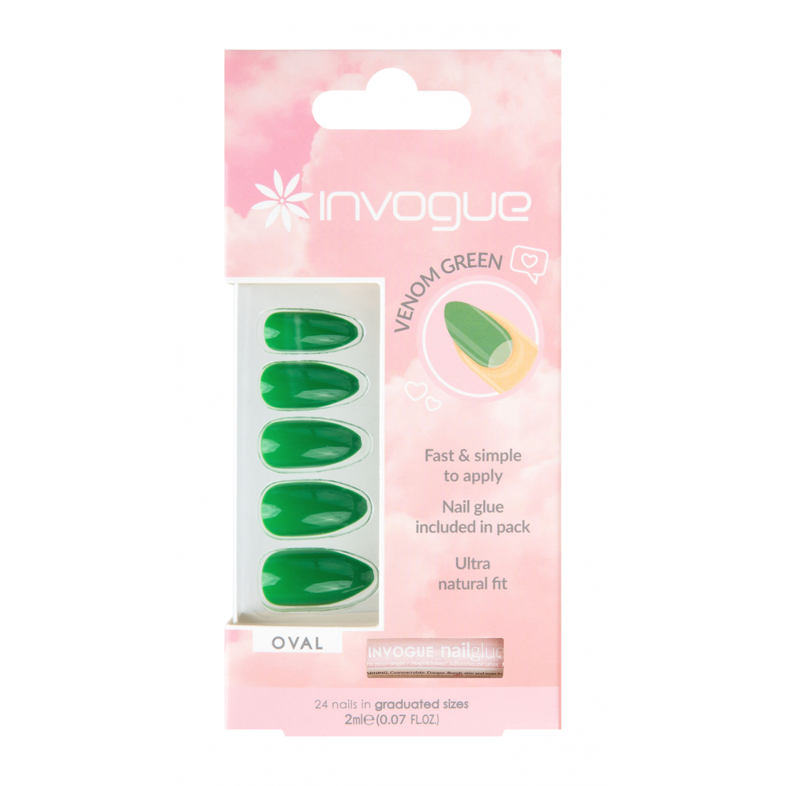 Faux Ongles 'Oval' - Venom Green 24 Pièces
