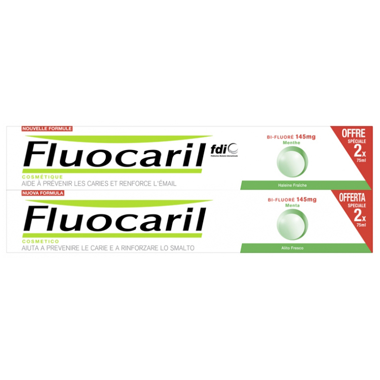 Dentifrice 'Bi-Fluoré Mint' - 75 ml, 2 Pièces