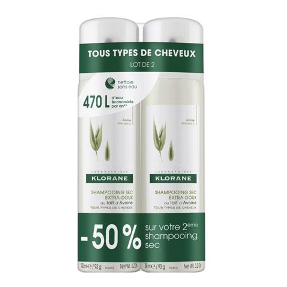 Shampoing Sec Au Lait D'Avoine - 150 ml, 2 Pièces