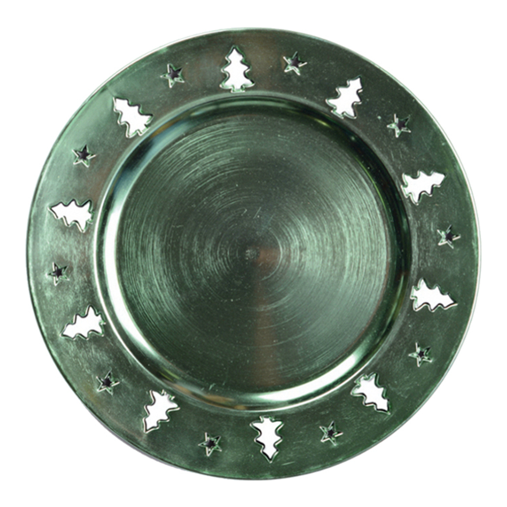 Shiny Green Coaster With Christmastree Decor