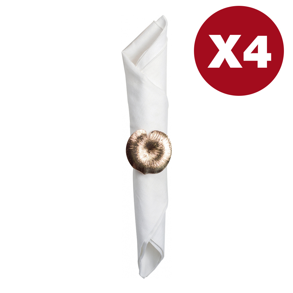 Ronds De Serviette Nenuphar Dore - Lot De 4