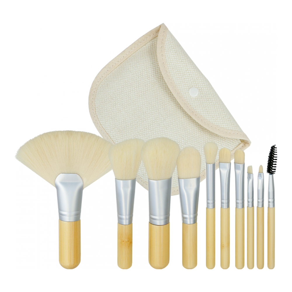 Set de pinceaux de maquillage 'Bamboo' - 10 Pièces