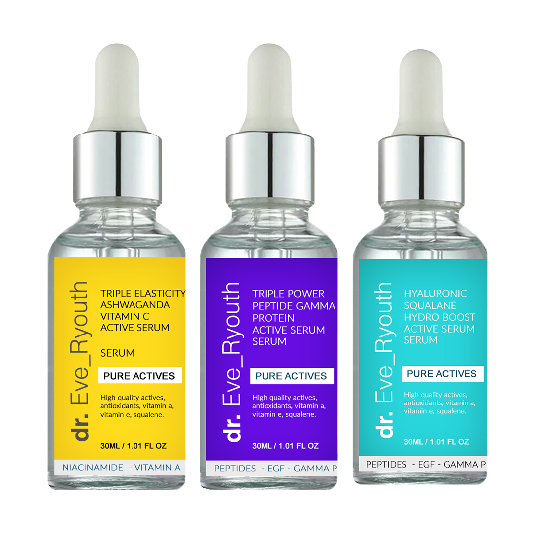'Hyaluronic Acid Squalane Hydro Boost Active + Triple Elasticity' Face Serum - 30 ml, 3 Pieces