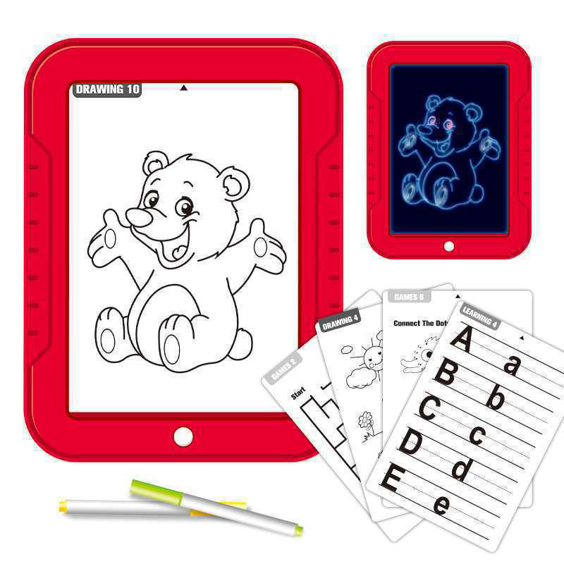Fluorescent Magic Electronic Tablet with LED Light - Red