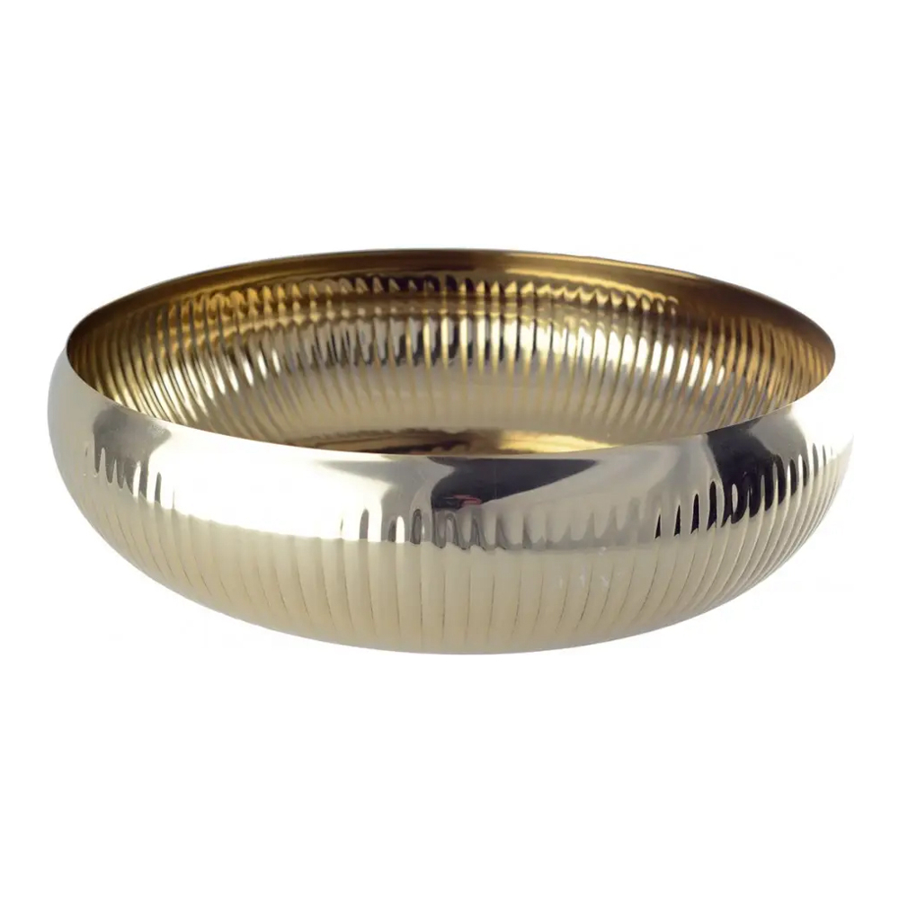 Gold Ribbed Pattern Fruit Bowl 36Cm