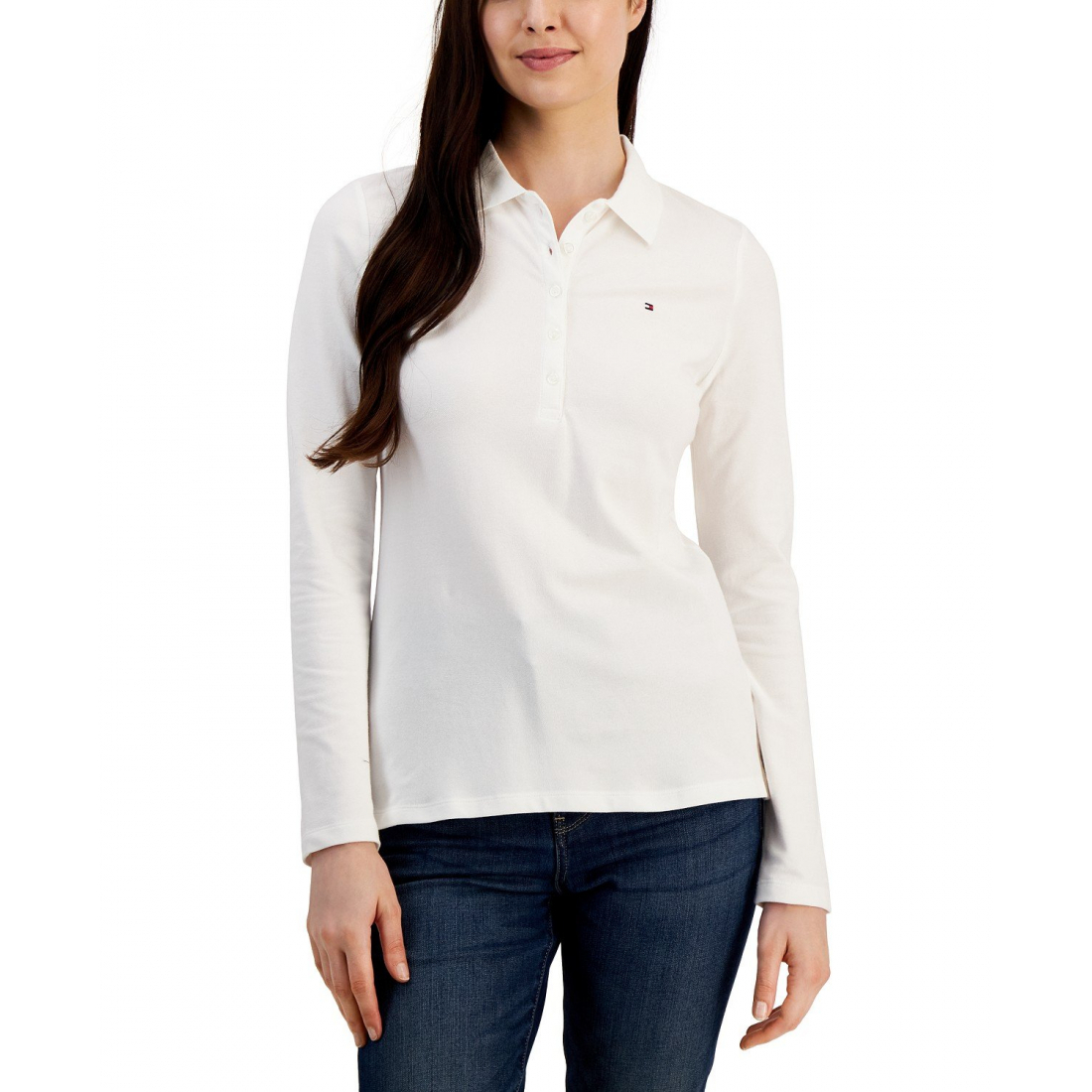 'Logo Long-Sleeve Polo Shirt' pour Femmes